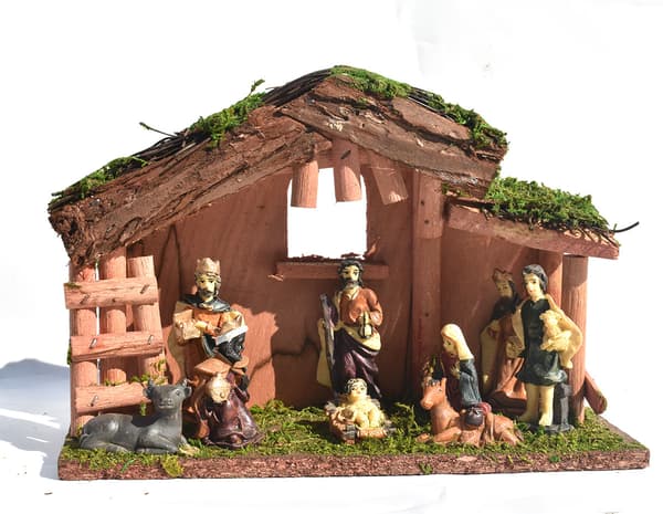 1. julekrybbestatue Klassisk hellig skrivebordsdekorasjon Bordskulptur Na DXGHC