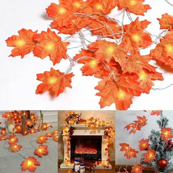 3m 20 LED Maple Leaf String Lights with Remote Control 3 AA Batteries for Thanksgiving Decoration