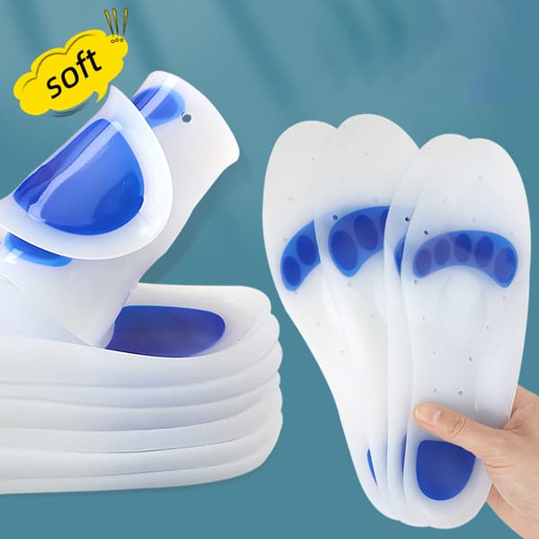 Silicone Insoles for Foot Pain Relief - Breathable Shoe Inserts with Arch Support
