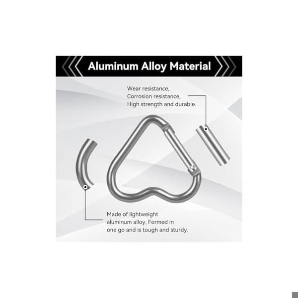 (40×44×3) Karbinhake, Hjärtformad Spänne i Aluminiumlegering, Säkerhetsklämma för Camping, Upphängningsspänne