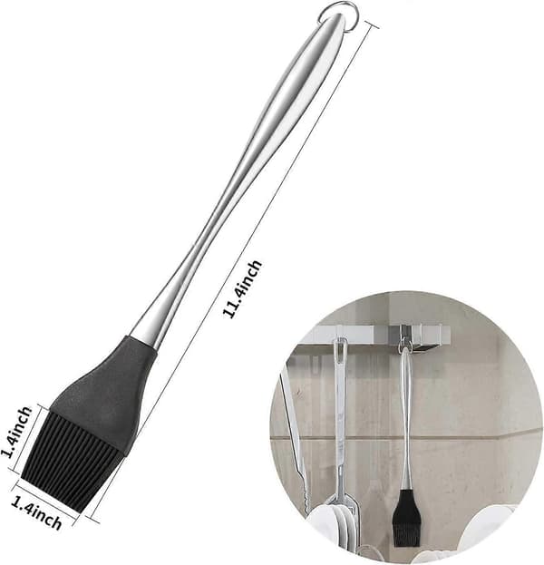 2-pakke silikon BBQ-børste, rustfri børste med silikonbust, 30 cm (11,8 \")