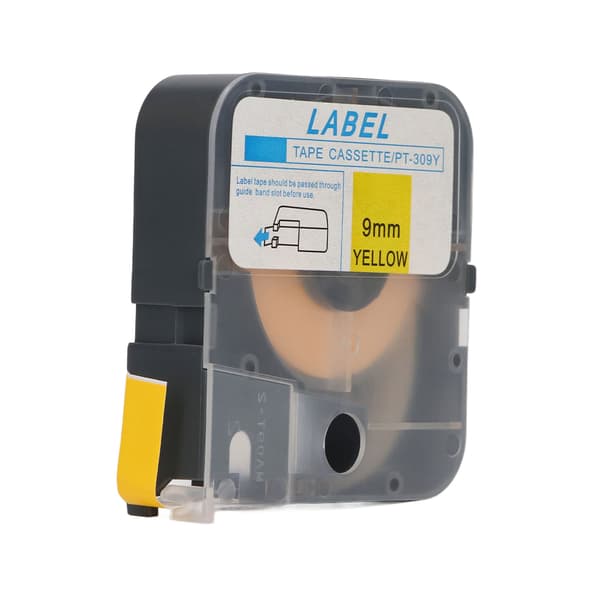 Label Machine Tape Clear Printing 9mm Width Durable Yellow Printer Supplies with Case for Home Office Replacement