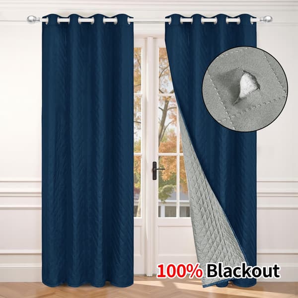 Vinterisolerende mørkleggingsgardin med maljer for stue (enkeltpanel) NavyBlue S NavyBlue S NavyBlue S