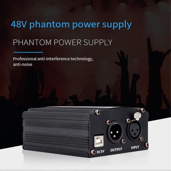 1-channel 48V Phantom Power with XLR 3-pin Microphone Cable for Condenser Microphone Music R