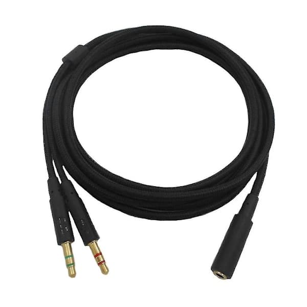 2020 Ny Erstatningskabel 3.5mm Universal 2 i 1 Gaming Headset Lydforlængerkabel til Hyperx Cloud Ii/Alpha/Cloud Flight/Core