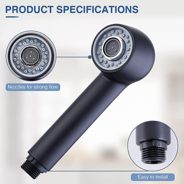 Pull-Out Black Kitchen Faucet Spray Nozzle 2-Jet Replacement Nozzle for Kitchen Faucet or Countertop
