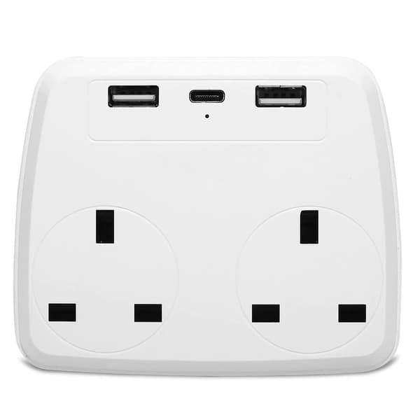Dobbelt stikadapter - Stikadapter med 3 USB-porte UK 13A