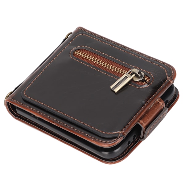 Multifunktionel Wallet Case med Kortlommer til Z Flip 3 Foldbar Telefon Læder Case Mobiltelefontilbehør Brun
