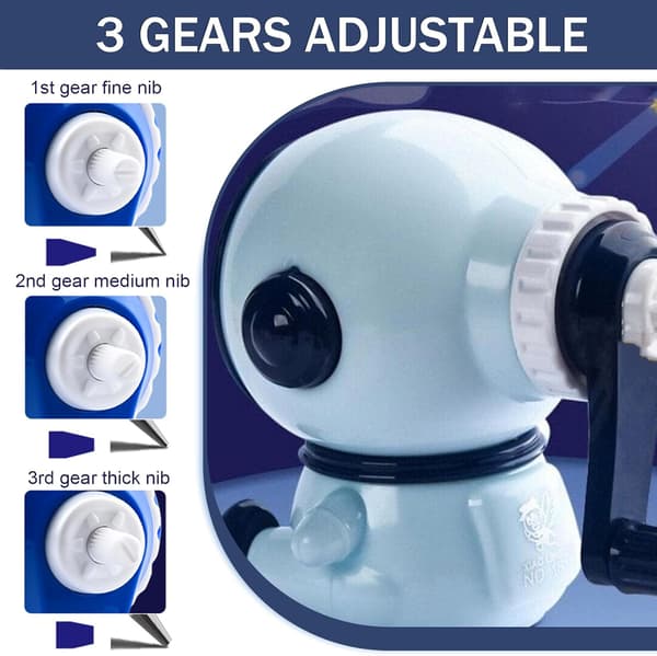 Automatic Pencil Sharpener, Crank Pencil Sharpener with Container, Manual Pencil Sharpener (Three Speeds Adjustable)