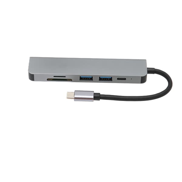 Dockingstation Multifunktionel 6 i 1 USB-udvidelsesdock i aluminiumslegering til Type C-kanalcomputere