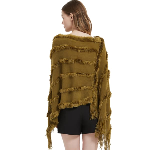 V-hals ensfarget strikket plysjskjerf 70x70cm
