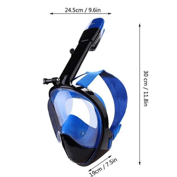 Keep Diving Helmask Snorkelmask Dykking 2 i 1 Tørr Pust Undervanns Svømmerør (Blå, M)