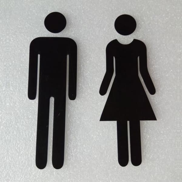 Sæt med 20 cm toiletskilte, toiletdørskilte til mænd og kvinder (Dyb rum-sort)