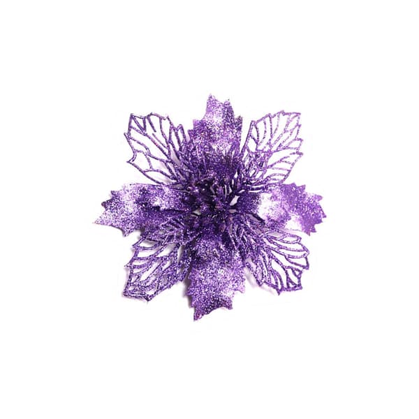 Et sæt med 12 kunstige blomster til juletræer (lilla, 10 cm)