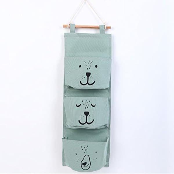 Wall Mounted Bag, Hanging Organizer Foldable Hanging Bag with 3 Pockets KLB