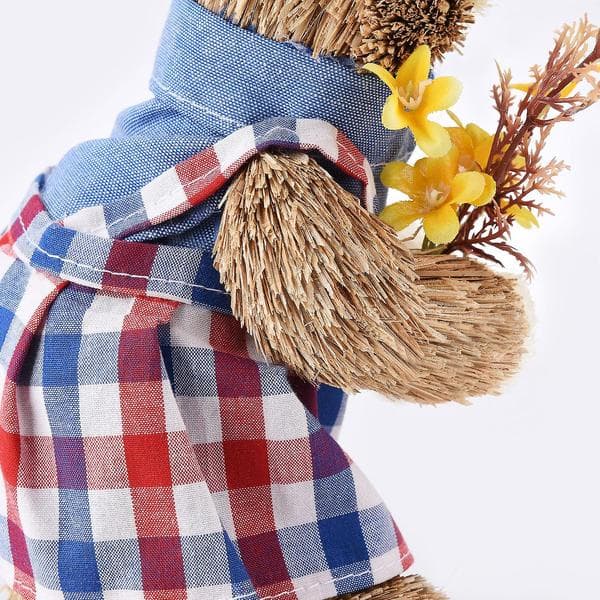 Straw Rabbit Figurine Eco-Friendly Bright Colors Lifelike Durable Easter Bunny Figurine