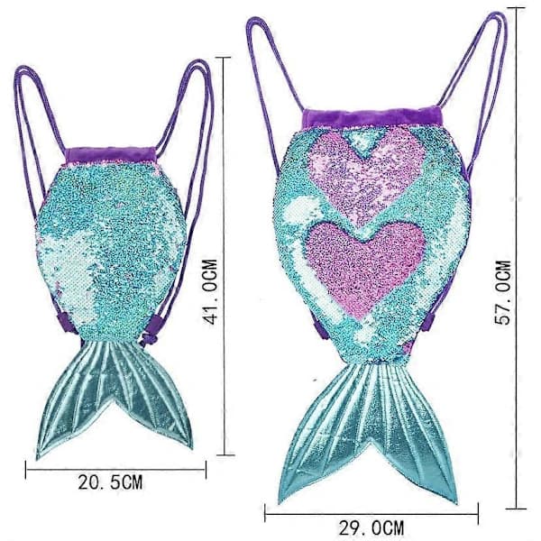Glittrig Paljett Dragsko Väska Sjöjungfru Glitter Ryggsäck Lila S