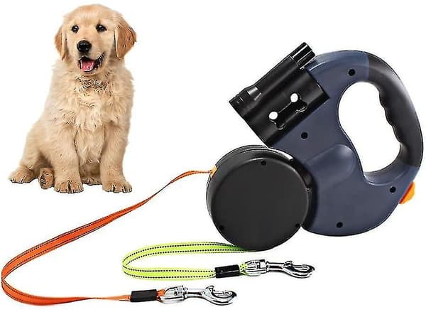 Dobbelt sammenklappelig hundesnor, fleksibel sammenklappelig hundesnor dobbelt snor