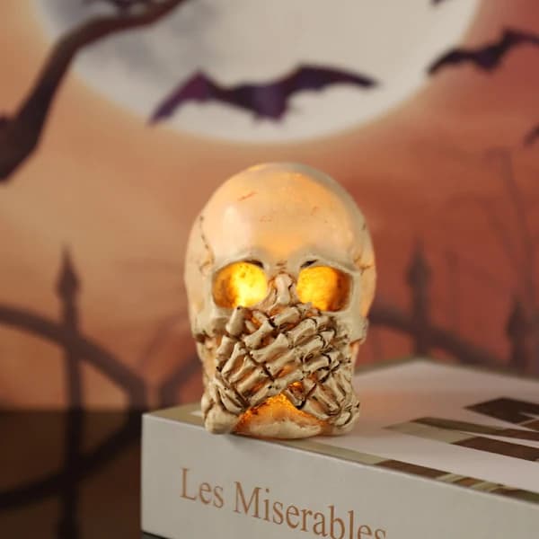 Lysende Kraniepynt i Resin, Halloween Dekoration