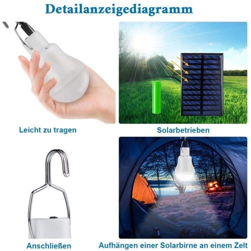 2-pack solcellslampor, TechKen solcellslampa LED-lampa bärbar glödlampa