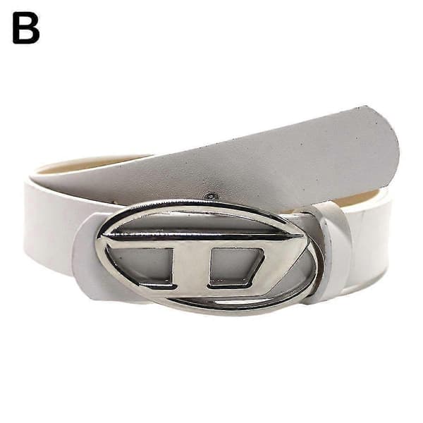 Trendy D-bokstav Belte Trykknappbelte Midjebelte Spenne Mote Tilbehør For Kvinner Hvit White
