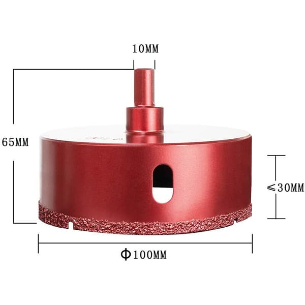 Diamantborekrone, ytelseshullkutter for glass/fliser/granitt/marmor (100 mm) KLB