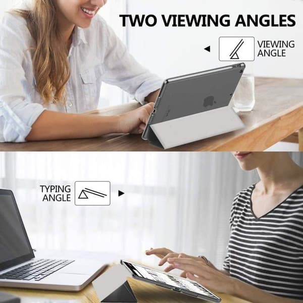 Skyddsfodral kompatibelt med iPad 9:e/8:e/7:e generationen (2021/2020/2019), med matt bakre stativ för 10,2 \" iPad, grå