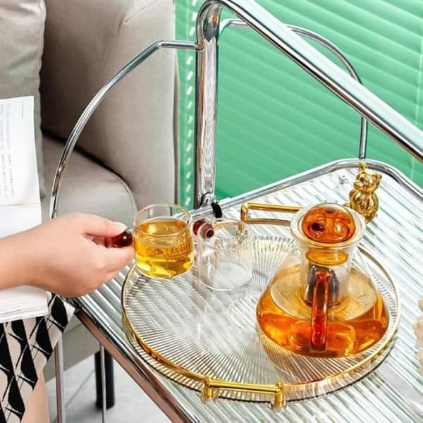 Serving Tray with Handles, Dessert Tray, Food Tray, Gold