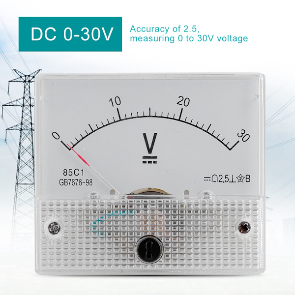 DC 0-30V DC Analog 85C1 Ström- och Spänningsmätare Spänning 2,5 Noggrannhet Spänning Analog Spänningsmätare Panel