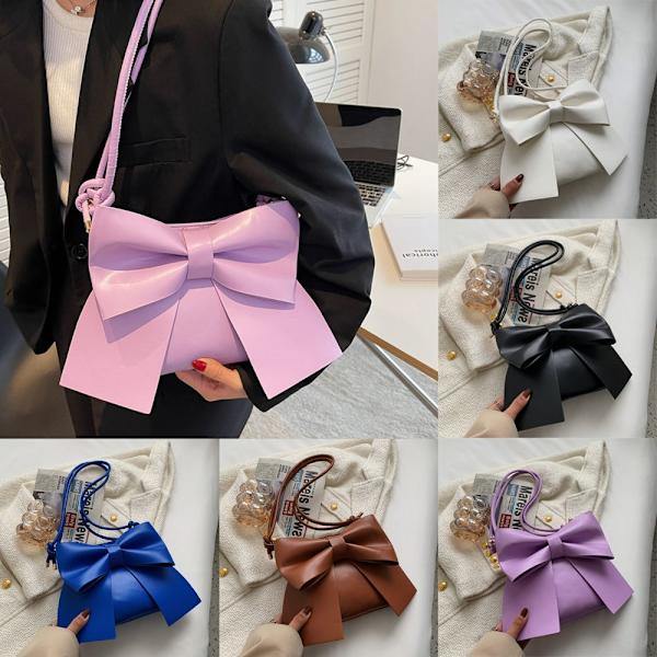 Women's PU Shoulder Bag with Bow, Blue blue