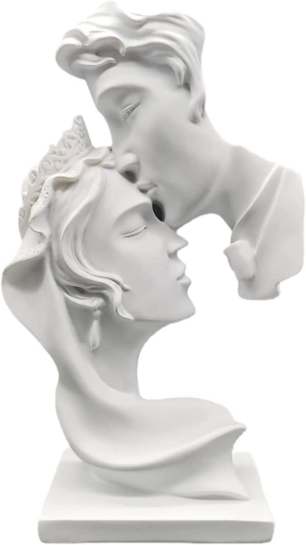 Kjærlighetskyss-statue, dekorative figurer, moderne stuedekorasjon, abstrakt skulptur i polyresin, gaveidé