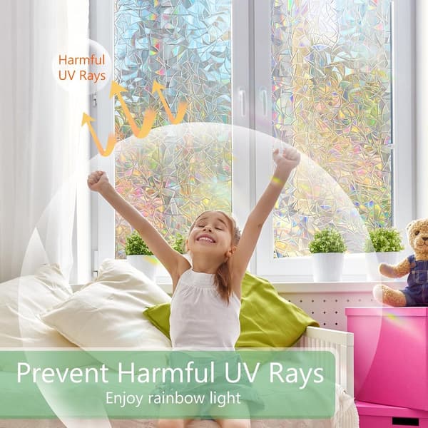 Static Rainbow Window Film, 3D PVC Privacy Protection, 50cm x 3m, for Office & Home