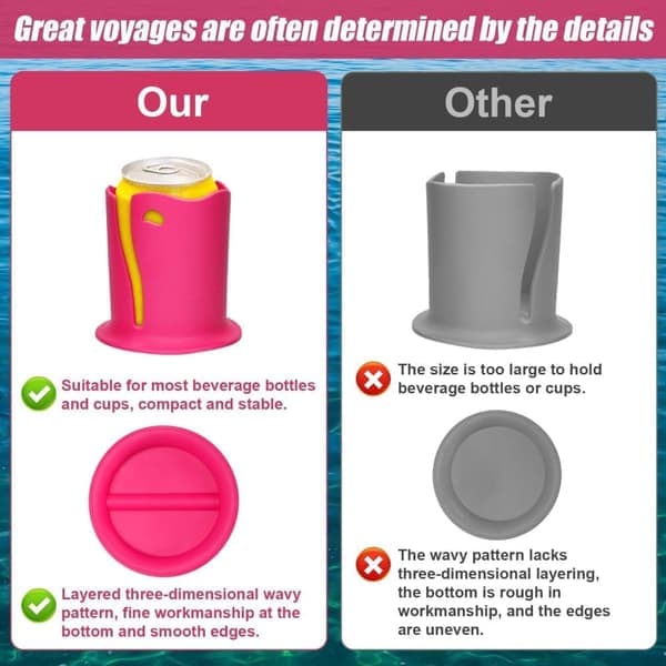 Kopholder til paddleboard, kajak, reb, gave til svømmeentusiaster, pink (1 stk)