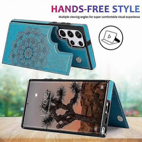 Wallet Case Compatible with Samsung Galaxy S23 Ultra, Embossed Mandala Flower PU Leather Case with Card Slots