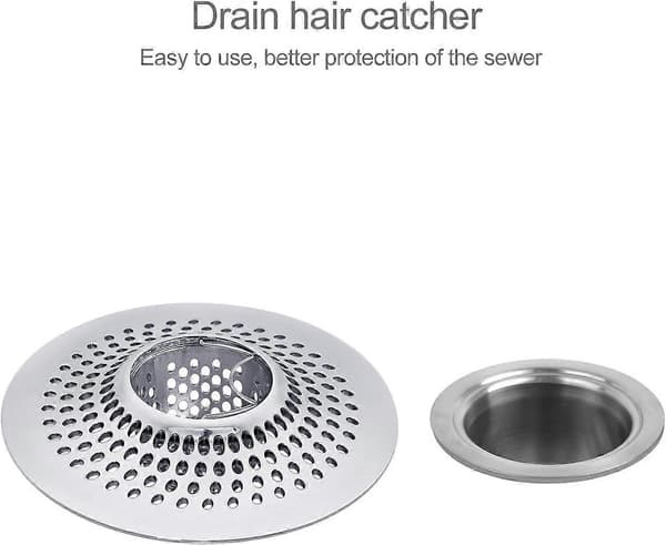 2 stk. hårfilter i rustfrit stål til badekar og bruser [DB]