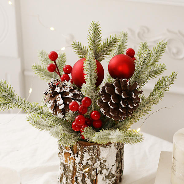 Artificial Christmas Tree Mini Christmas Tree, Artificial Cedar Cones, Red Berries