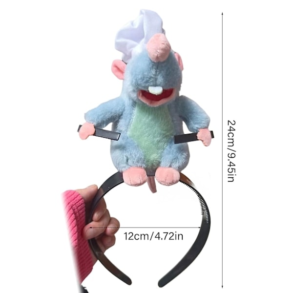 Remy Ratatouille Hårbånd/ Aksel-Siddende Boss Remy Plyslegetøj Hårbånd Halloween Kostume Hovedbeklædning Rotte Hårbånd