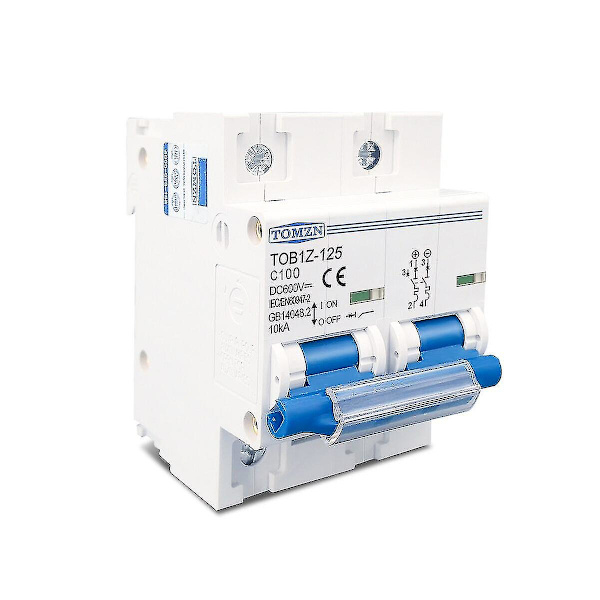 2p 80a 100a 125a DC Mcb 600v Strømafbryder til PV System C Kurve 100A