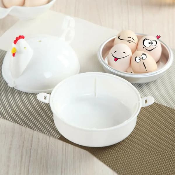 Kyllingformet eggkoker for mikrobølgeovn, dampkoker, eggkoker, kjøkkenredskap for 4 egg
