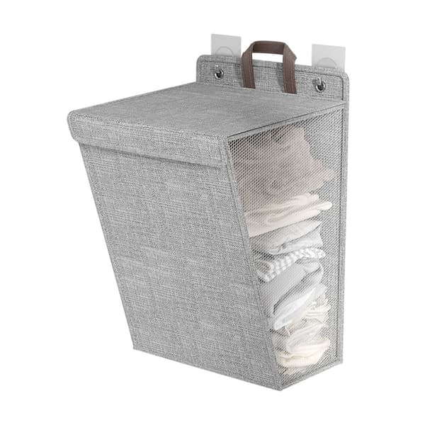 Wall Mounted Laundry Hamper Foldable Dirty Clothes Basket Space Saving Collapsible Laundry Basket for Shoes Socks Towels Grey Large Size