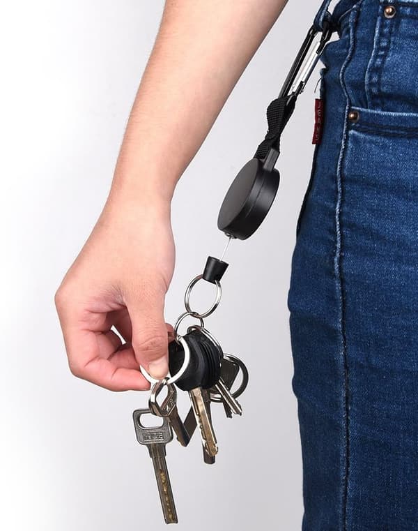 2-pack Heavy Duty Retractable Keychains with 65cm/25in Steel Wire