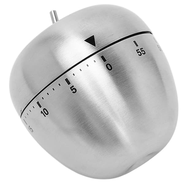 Epleformet Timer Manuell Roterende Rustfritt Stål Metall Høy Alarm Nedtelling Matlagingstimer for Læring