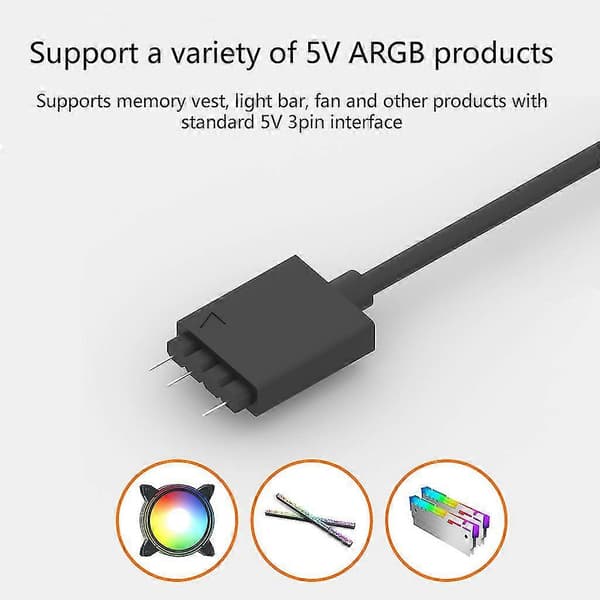 Argb 5v 3-pin Forlængerkabel Adapter 30cm 1 Til 3 Rgb Led Splitter Kabel Hub