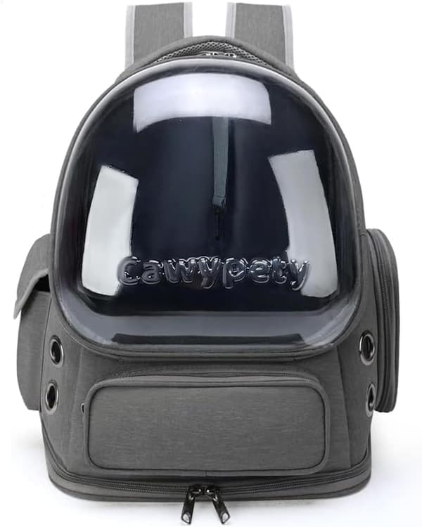 Cat Backpack, Breathable Cat Carrier Large Bubble Pet Backpack for Kitten Small Dog up to 12 Pounds - Grey