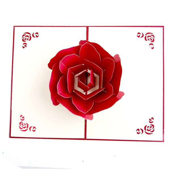 Roser Valentinsdag 3D Pop Up Lykønskningskort med kuvert, 3D håndlavede hjertekort