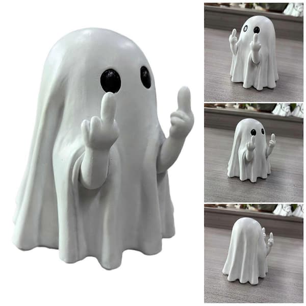 Søde Spøgelser med Langfinger Ornament Harpiks Spøgelsesstatue Halloween Dekoration Mini Spøgelse Skrivebordsfigur