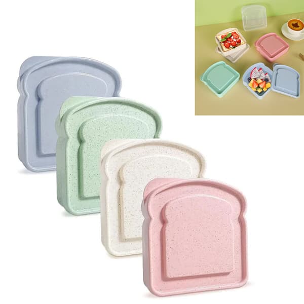 4 Matbokser for Smørbrød - Rosa/Blå/Beige/Grønn
