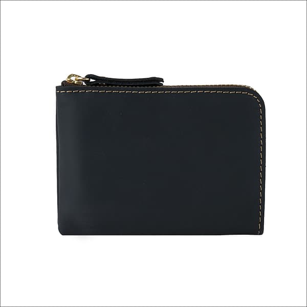 (Svart) Läderkortfodral Plånbok, Slim Zip Plånbok (Max. 12 Kort)