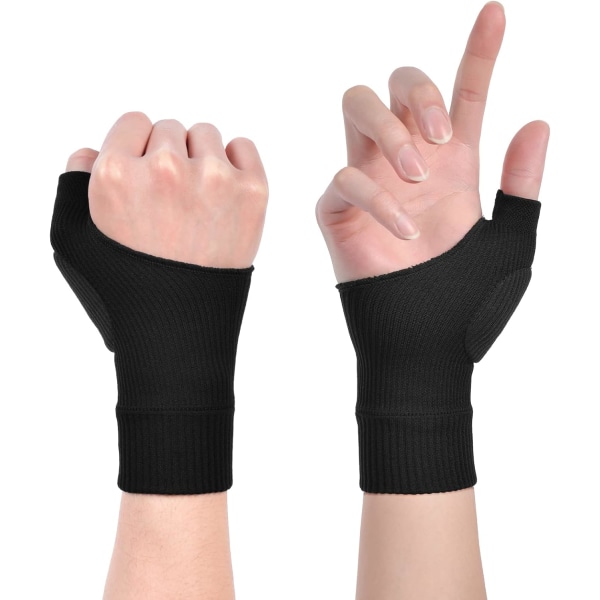 1 par svarta artrithandskar, elastiskt handledsstöd tumme