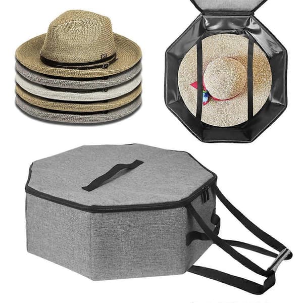 Hattearrangør Taske Hattearrangør Etui til Bøllehatte Cowboyhatte Fedoras Grå